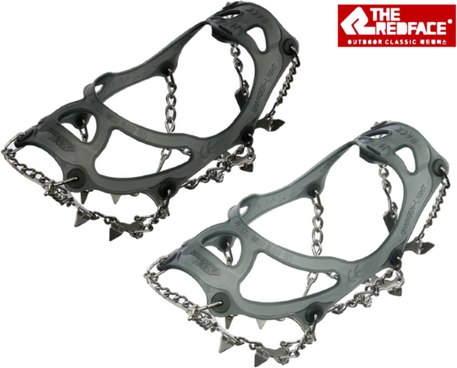 레드페이스 남성/여성 겨울 국내생산 스테인리스 체인 경량 아이젠 등산용 미끄럼방지, 차콜