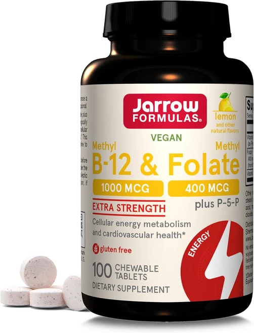 Jarrow 자로우 Methyl B-12 & Methyl Folate 100정 츄어블 타블렛, 1개 - 쿠팡