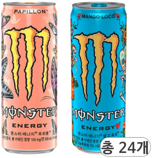 코카콜라 몬스터 에너지 파피용&망고 로코, 24개, 355ml