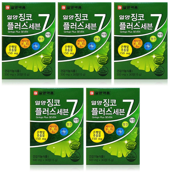 일양약품 징코플러스 은행잎추출물 기억력 혈행개선, 30정, 5개