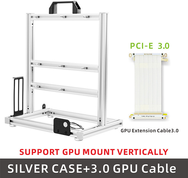 METALFISH BlockCase 알루미늄 오픈 프레임 케이스 지원 ATX/M-ATX 메인보드 GPU 수평 장착 240 워터 쿨러, 3) Silver Case 3.0Cable, 02 Silver Case 3.0Cable