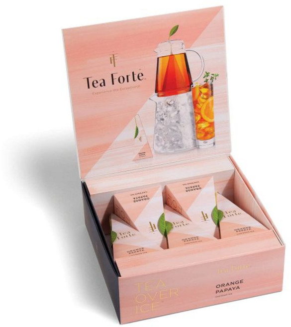 Tea Forte 티 포르테 오버 아이스 샘플러 피처 사이즈 아이스티 인퓨저 홍차 녹차 허브티 화이트티 5캔 (1팩) 미국 티백, Orange Papaya, 1개