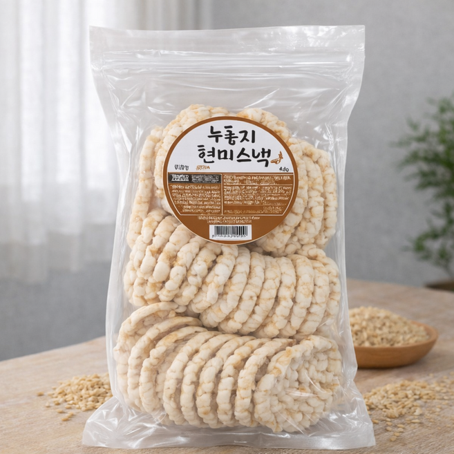 국내산 현미 누룽지 스낵 바삭한 구수한 건강 간식 대용량 뻥튀기 과자, 5개, 180g