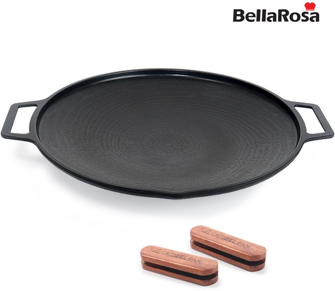 [벨라로사] 국내산 IH 인덕션 캠핑 그리들팬 40cm 고기불판+우드손잡이(CN9174), 1개