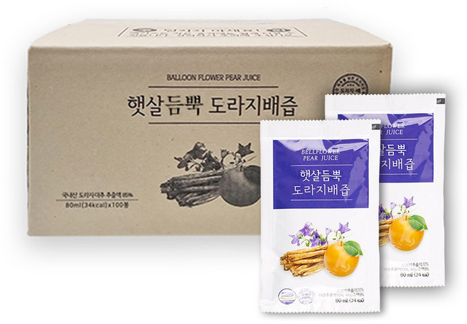 햇살듬뿍 도라지배즙 배도라지즙, 80ml, 100개