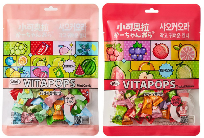 샤오커오라 20가지맛 비타민C 무설탕 사탕 캔디, 1세트, 200g
