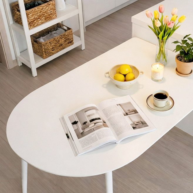 e스마트 플레 화이트 반원테이블 카페 식탁 테이블 1000 1200 1400, 1000 테이블, 2인용
