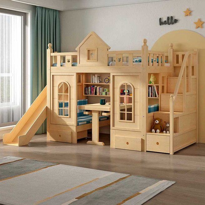 2층미끄럼틀침대 슬라이드 자매 벙커침대 범퍼침대 어린이, 상세 페이지 참고