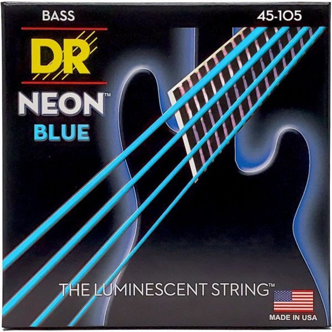 DR 핸드메이드 스트링 하이데프 네온 블루 미디엄 베이스 기타 스트링(NBB-45), Strings, NEON™ BLUE: Medium 45-105, NEON™ BLUE: Medium 45-105