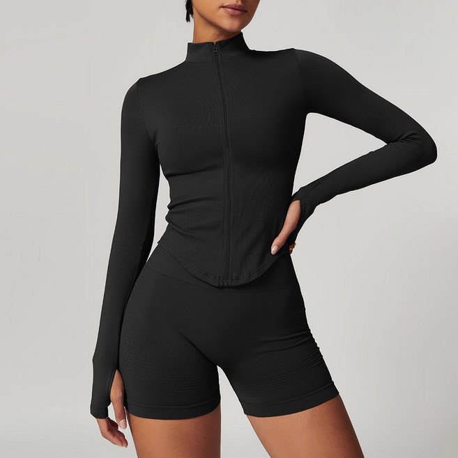 ECUPPER 여성 슬림핏 래쉬가드 요가 필라테스 운동용 긴팔 집업 자켓