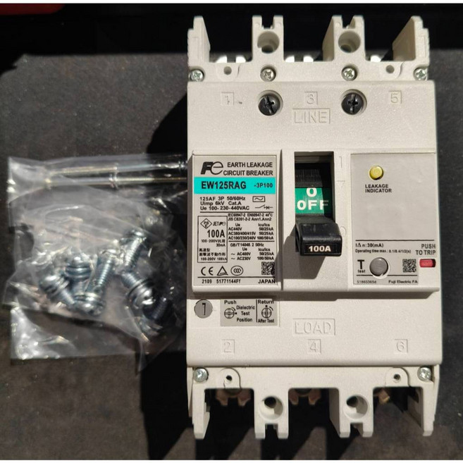 Fuji Electric FA 漏電斷路器 EW125RAG, 1個, 100A