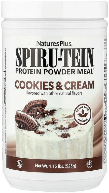 NaturesPlus Spiru-Tein® Protein Powder Meal Cookies & Cream 1.15 lbs (525 g), 525g, 1개 - 쿠팡