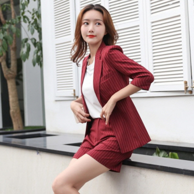 뉴욕멋쟁이 스코티 줄무늬 자켓+반바지 정장세트