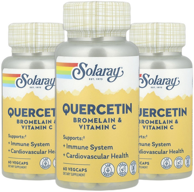 솔라레이 브로멜라인 퀘르세틴 케르세틴 비타민C 베지 캡슐 60정 2+1, 3개