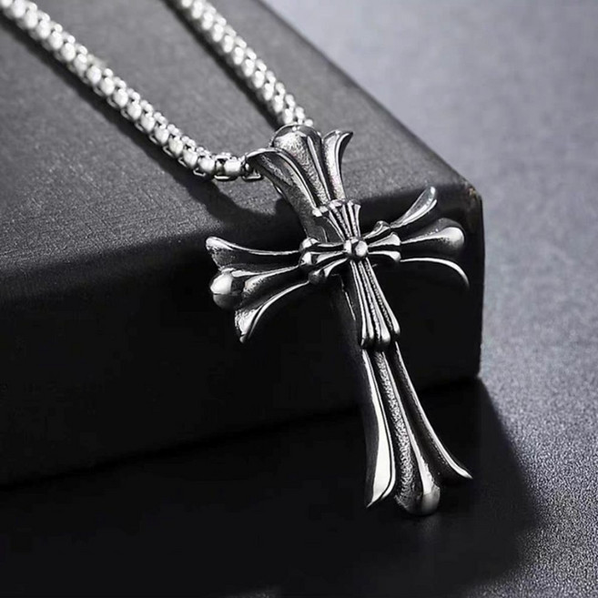 [26신상] 엔틱 십자가 써지컬스틸 남녀공용 목걸이