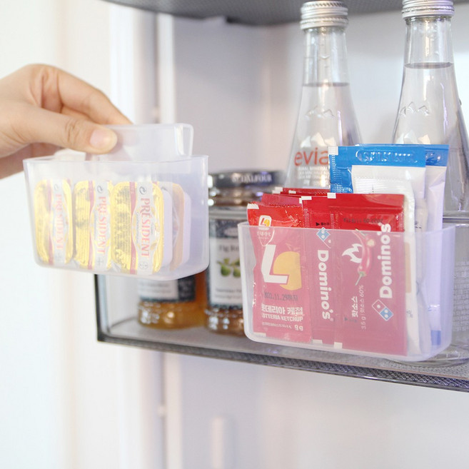 주앤지 냉장고 도어 양념 소스 걸이형 틈새 수납 포켓 정리함, 3개