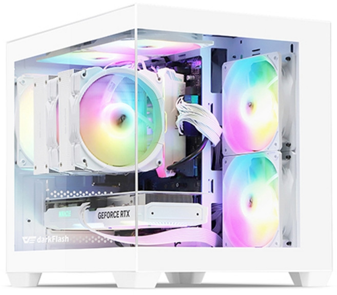 다크플래쉬 DCM30 RGB 강화유리 (화이트) 미니케이스, 1개, 단품