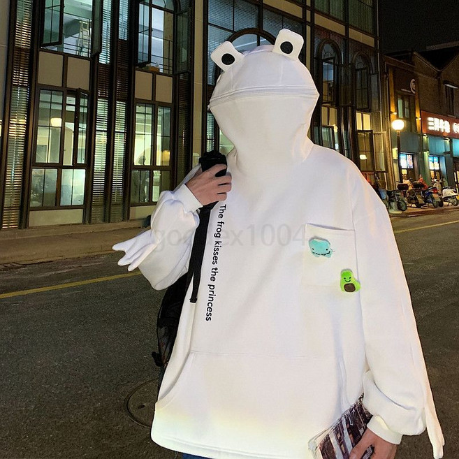 개구리 후드티 남녀공용 루즈핏 오버사이즈 후드티 커플룩 스트리트