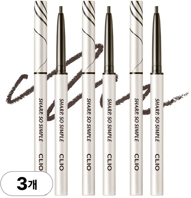 클리오 샤프 쏘 심플 워터프루프 펜슬 라이너 AD, 3개, 03 블랙 브라운