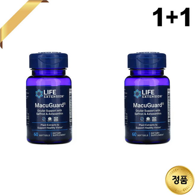 1+1 라이프익스텐션 아스타잔틴 루테인 10mg 60 소프트젤 메리골드 미네랄 지아잔틴, 60정