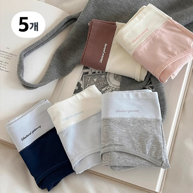 아모인 편안한 통기성 여성 면팬티 면 100% 고탄력 여성 팬티 5종 세트