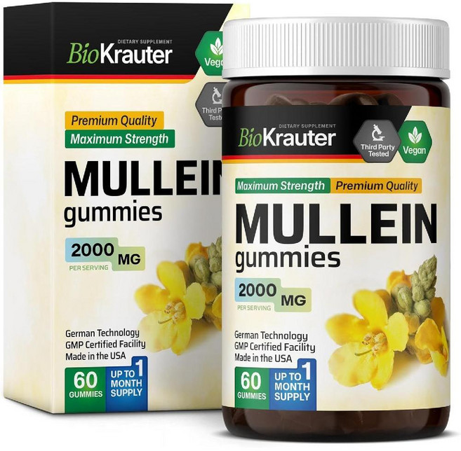 BIO KRAUTER 뮬레인 구미젤리 허브 추출물 2000mg 60개, 1개, 60정