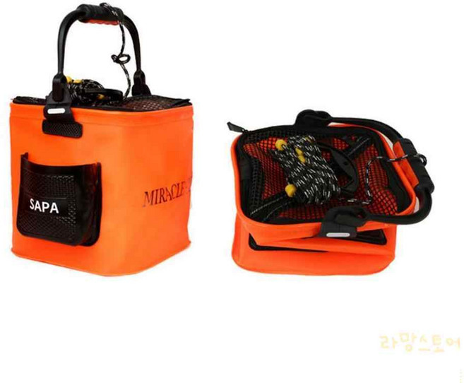 잇츠온 EVA 접이식 정사각 낚시 두레박, 오렌지