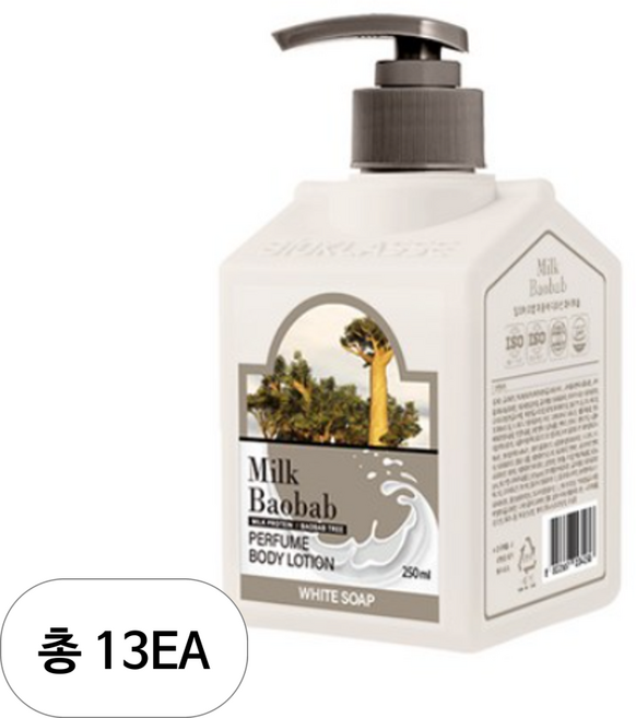 밀크바오밥 퍼퓸 바디로션 화이트솝향, 250ml, 13개