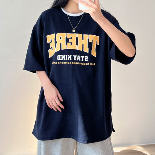 걸즈팩토리 여성용 엘비드박스 오버핏 반팔티셔츠 국내제작