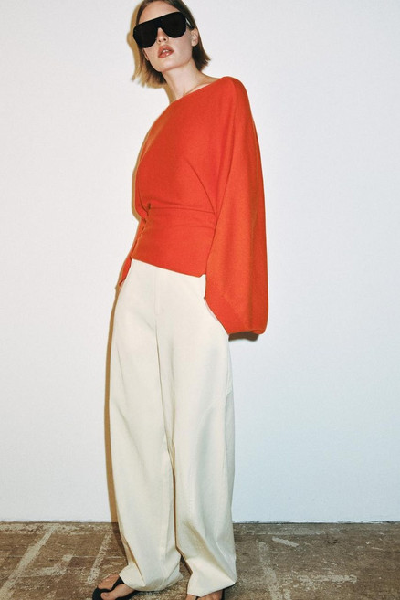 자라 니트 배트탑 슬리브리스 - 오렌지