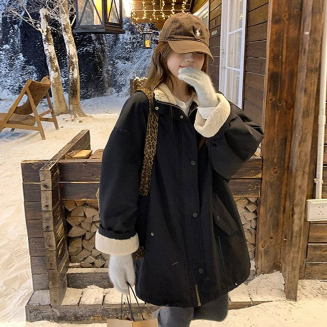 시에라리 양털 카라 소매 루즈핏 집업 야상 점퍼