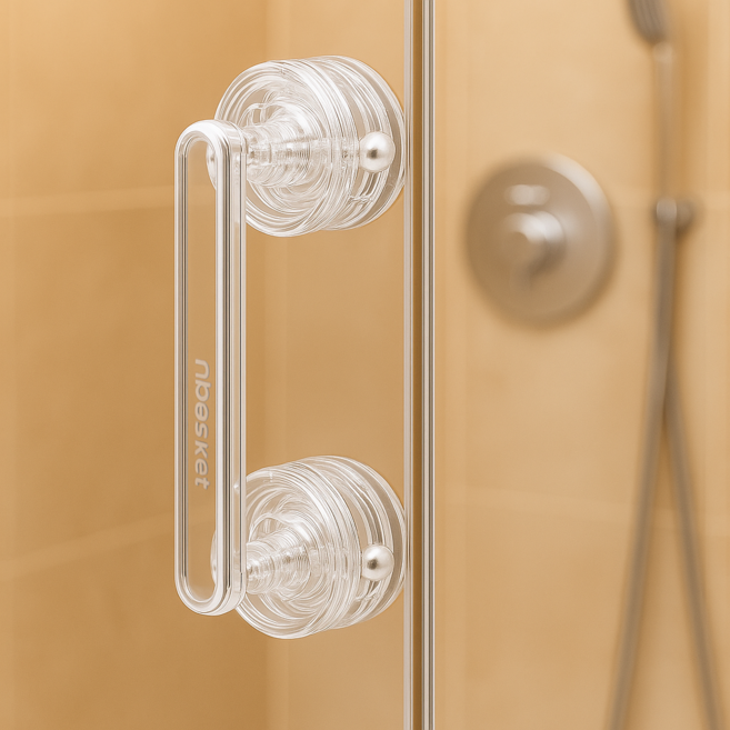 유니팡 무타공 고급 유리문 욕실 냉장고 가구 안전 손잡이, 투명, 1개