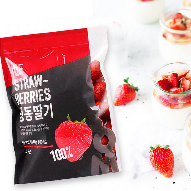 솜 냉동 딸기 홀 1kg 칠레산 100% 과일 주스, 1개