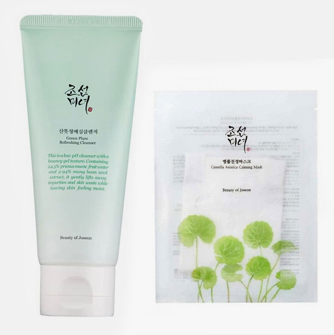 Beauty of Joseon GREEN PLUM REFRESHING CLEANSER 100ml+CENTELLA ASIATICA CALMING MASK 1매, 1개