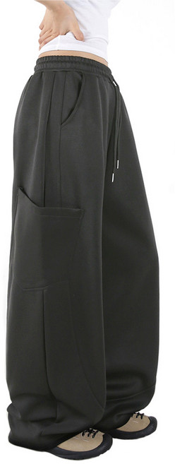 오버나인 여자 여성 숏/롱 기장선택 키큰녀 키작녀 사이드 커브 포켓 와이드 벌룬팬츠 트레이닝 바지