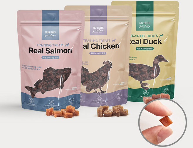 누터스가든 트레이닝 트릿 강아지육포 노즈워크 보상 간식, 3개, 100g, 혼합(치킨/오리/연어)