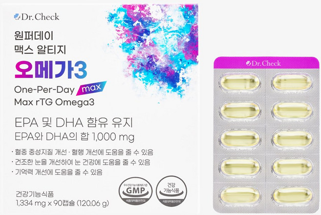 닥터체크 원퍼데이 맥스 알티지 오메가3 90캡슐, 90정, 1박스