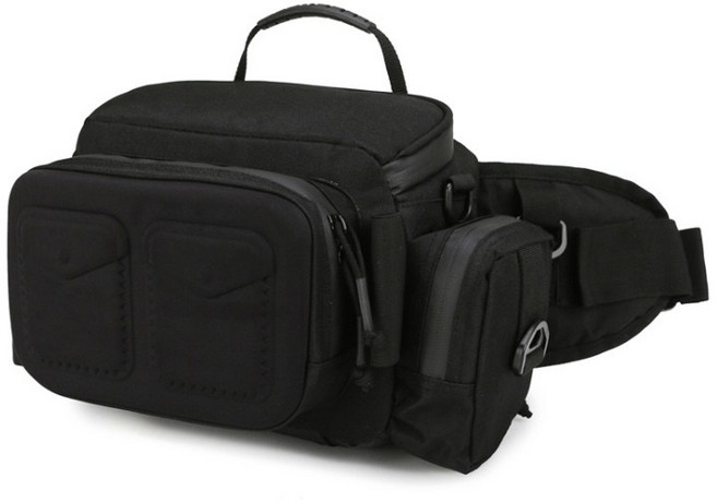 MC 다기능 패션 내구성 좋은 카모플라주 허리백 크로스백 숄더백 루어백, 블랙