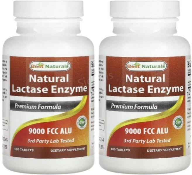 Best Naturals 천연 락타아제 효소 9000 FCC ALU Natural Lactase Enzyme, 2개, 180정 - 쿠팡