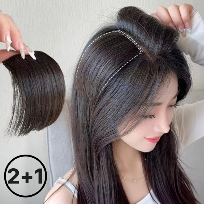 [2+1]헤어 볼륨 가발 헤어피스 헤어패드 볼륨핀, 3개, 라이트 브라운 10cm