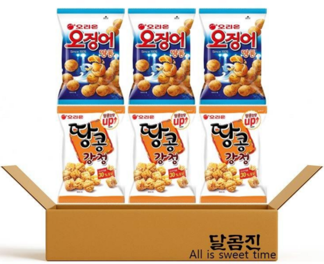 [달콤진] 오리온 오징어땅콩 98g + 땅콩강정 80g 3개씩, 1세트, 534g