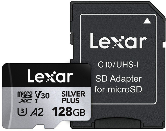 렉사 microSDXC 실버 플러스 A2 V30 UHS-I 드론 액션캠 게이밍 전용, 1개, 128GB