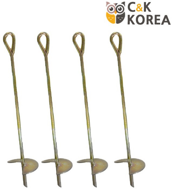 쇠말뚝 앵커 나선형 철근팩 철근말뚝 타프 천막 캐노피 텐트 텐트팩 고정 CK-E012, 4개