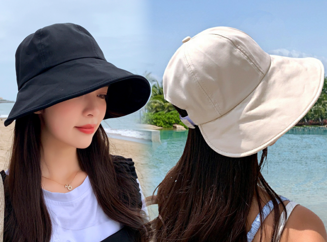 로멜로 와이드챙 벨크로 버킷햇 모자 썬캡