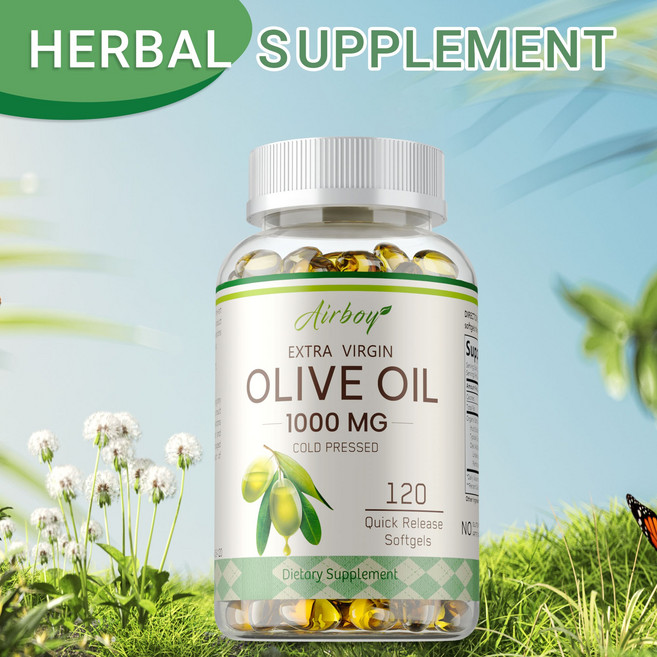 올리브 오일 캡슐 1000mg - 엑스트라 버진 올리브 오일 - 냉압착 건강 보조 식품, 1개