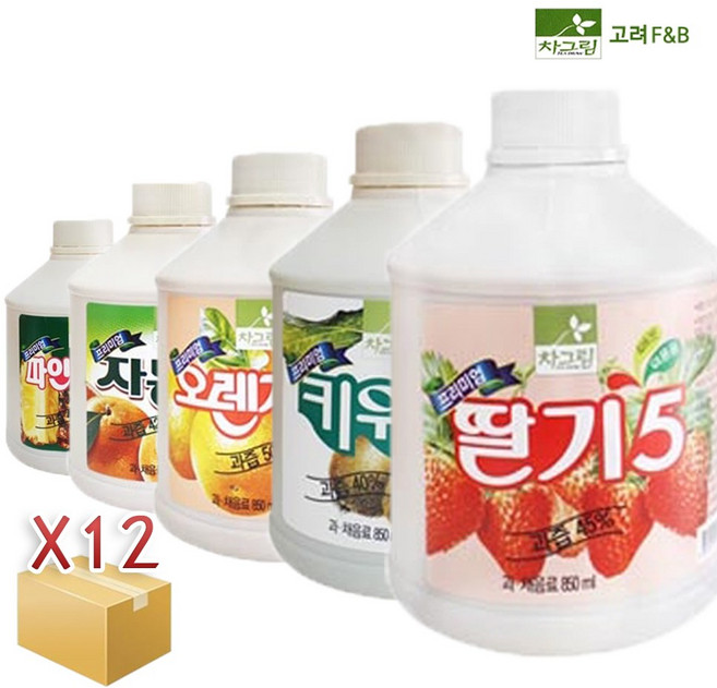 차그림 과일 주스 원액 850ml 1박스 12개, 1세트
