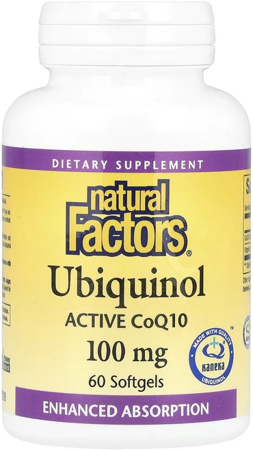 Natural Factors 유비퀴놀 활성 CoQ10 100mg 소프트젤 60정, NaturalFactors유비퀴놀활성CoQ10100mg, 1개 - 쿠팡