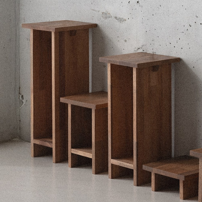 사각 원목 미니 화분 스툴 의자 우드 스툴 협탁, 1개