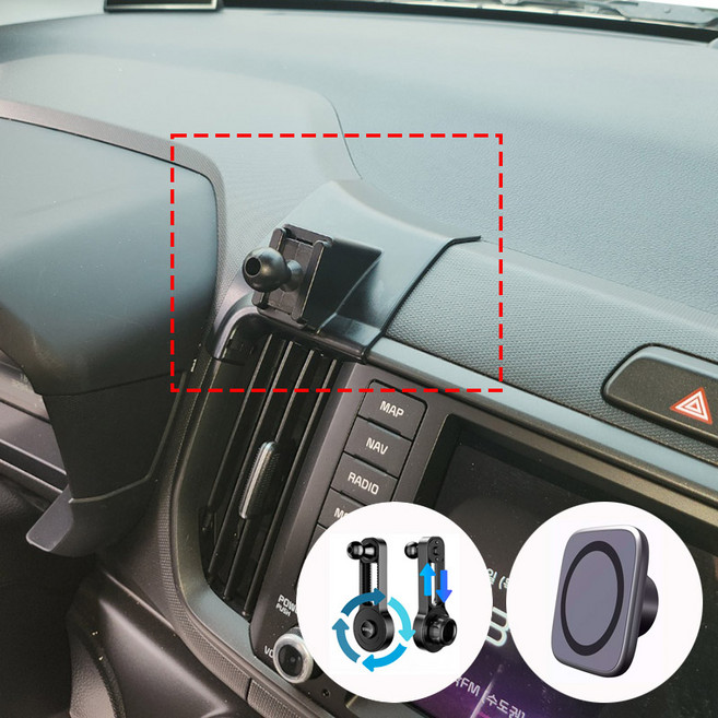 WAHA 기아 레이 핸드폰 거치대 송풍구 마운트 (18년~), 레이 (18~) 맥세이프거치대 풀세트(C타입), 1개