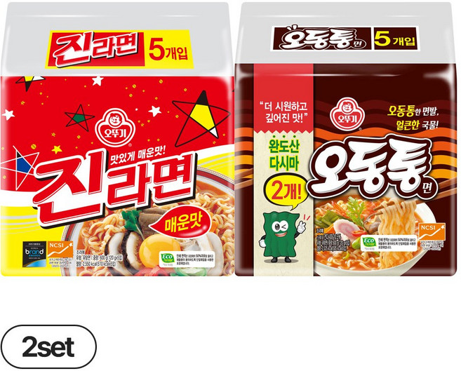 오뚜기 오동통면 10개 + 오뚜기 진라면매운맛 10개, 4팩